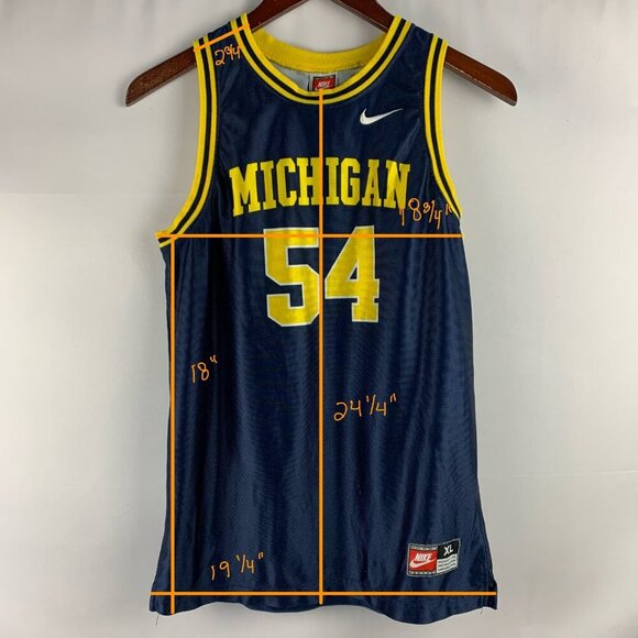 Vintage 1997 Nike Michigan Wolverines Youth Basketball Jersey #54 XL Made in USA - Picture 4 of 9